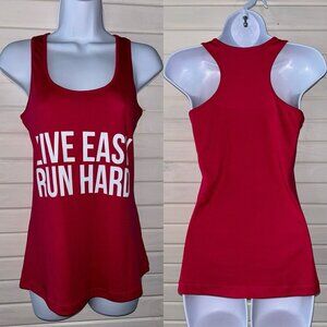 Sarah Marie Design Studio Sz XS Red Tank Top Live Easy Run Hard EUC